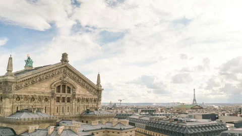 Palais Garnier and Eiffel tower time lapse Stock Footage 106029205