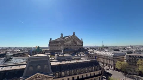Palais Garnier opera house and Eiffel Tower Paris landmark skyline Stock Footage 337782966