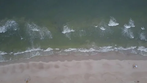 Palanga Lietuva Baltic Sea Seaside Aerial drone top view 4K UHD video Lithuania Stock Footage