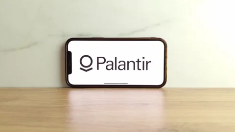 Palantir Technologies logo displayed on mobile phone Stock Footage 244080761