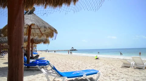 Palapa Beach Tropical Background Stock Footage 40498271