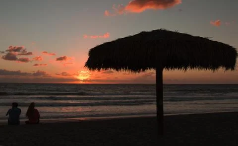 Palapa at sunset Stock Photos