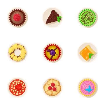 Palatable icons set, cartoon style Stock Illustration