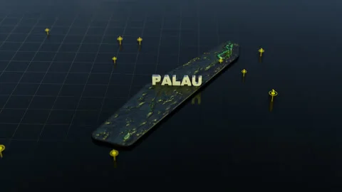 Palau 3D Map With Animation Stock Footage 309406687