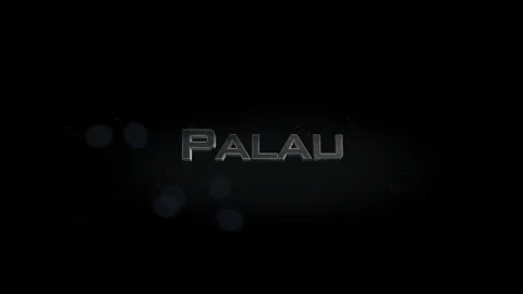 Palau 3D title word made with metal animation text on transparent black Stock Footage 255564295
