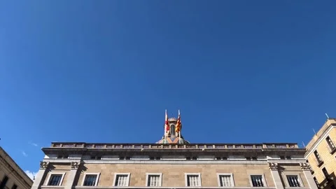 Palau de la Generalitat de Catalunya Barcelona under blue sky Stock Footage 324702550