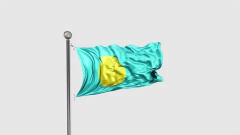 Palau Flag  Animation Loop Include Alpha 3D Rendering Stock Footage 283033415