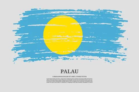 Palau flag with brush stroke effect and information text poster, vector Illustrazione stock