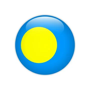 Palau flag on button Stock Illustration