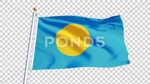 Palau flag, close up, isolated with alpha channel Stock Photos