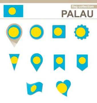 Palau Flag Collection Stock Illustration