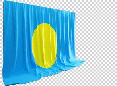 Palau Flag Curtain in 3D Rendering called Flag of Palau Stock Illustration