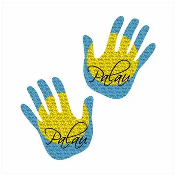 Palau flag hand vector Stock Illustration