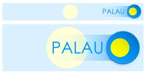 Palau flag horizontal web banner in modern neomorphism style. Webpage Palau.. 库存插图