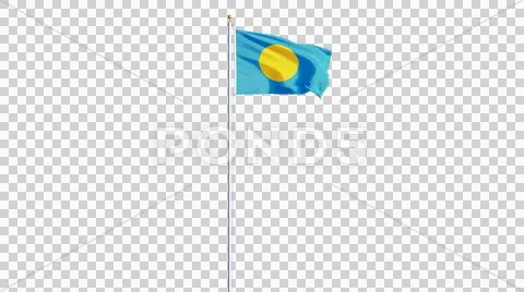 Palau flag, long shot, isolated with alpha channel Stock Photos