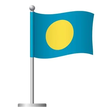 Palau flag on pole icon Stock Illustration