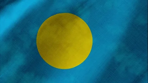 Palau flag waving background with real fabric texture Stockbeeldmateriaal 291917557