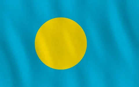 Palau flag with waving effect, official proportion. Stock Illustration