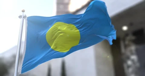 Palau-flag-waving-seamless-loop-4k-60fps Stock Footage 331721335