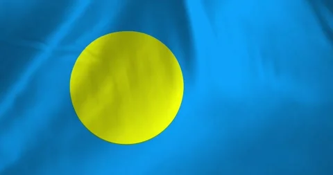 Palau flag waving with the wind background loop video animation Видео 327173307