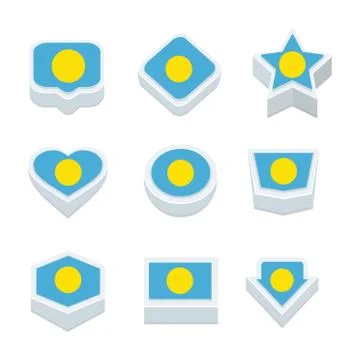 Palau flags icons and button set nine styles Stock Illustration