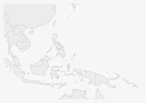 Palau map highlighted in Palau flag colors Stock Illustration