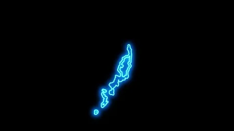 Palau Map Outline Neon Lights Stock Footage 332850426