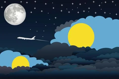 Palau Night Clouds Airplane Vector Illustration Stock-Illustration