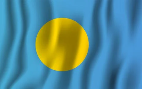 Palau realistic waving flag vector illustration. National country background  Stock Illustration