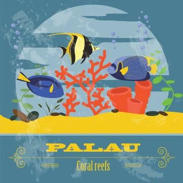 Palau. Retro styled image Stock Illustration