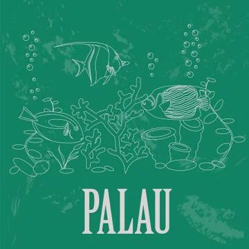 Palau. Retro styled image Stock Illustration