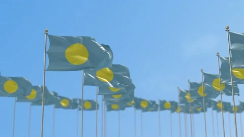 Palau Row Of Flags Animation Видео 148775353