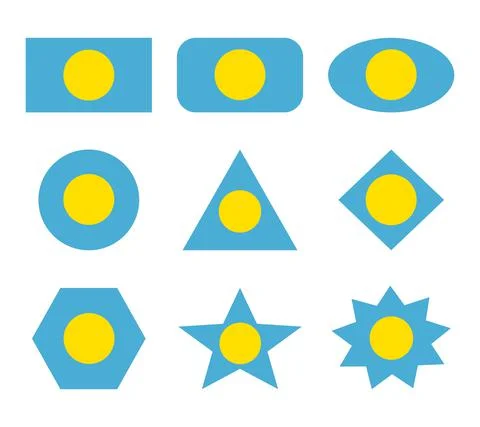 Palau set of flags with geometric shapes Stock Illustration