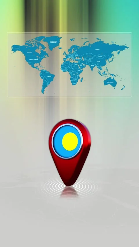 Palau World Map Pin Location Background Loop Vertical Stock Footage 343156954