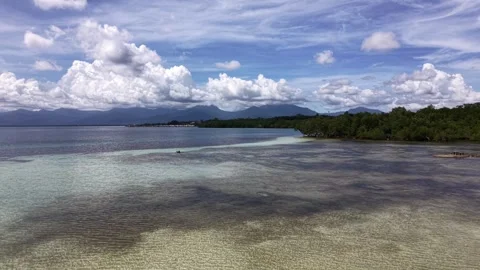 Palawan Pristine Beach Shallow Lagoon Mangrove Mountain Backdrop Stockbeeldmateriaal 333158770