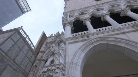 Palazzo Ducale with bas-relief sculptures and arcades in Venice Stock Footage 59352806