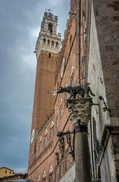 Palazzo Pubblico Palazzo Comunale of Siena and Torre del Mangiain Tuscany dur Stock Photos