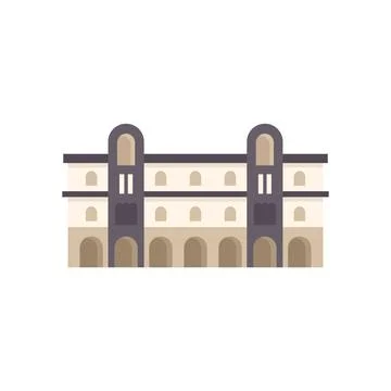 Palazzo vecchio building facade in flat design style Ilustración de archivo