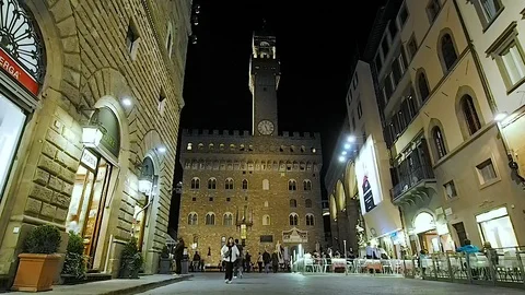 Palazzo Vecchio by night in 4k Stock Footage 103467360
