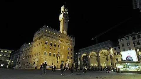 Palazzo Vecchio by night in 4k Stock Footage 103468988