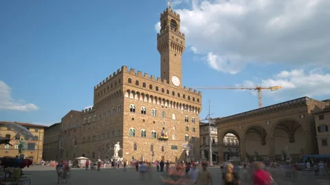 Palazzo Vecchio Old Palace Time Lapse in Florence, Tuscany 스톡 동영상 158179363