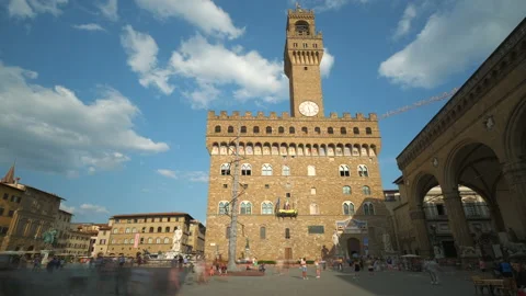 Palazzo Vecchio Old Palace Time Lapse in Florence, Tuscany 스톡 동영상 158180285