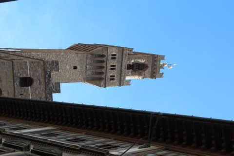 Palazzo vecchio tower in piazza della signoria, florence, italy 库存照片