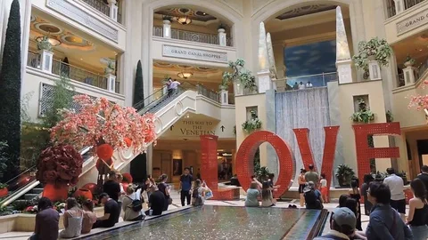 The Palazzo Waterfall Atrium Stock Footage 128213514