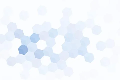 Pale and medium blue hexagons connect in a loose horizontal network across .. Stock Illustration