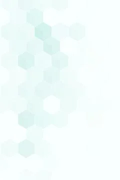 A pale aqua hexagonal pattern clusters along the left side of a white backg.. 스톡 일러스트