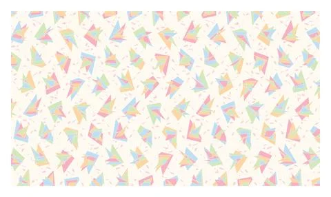 Pale background with scattered pastel colored abstract geometric shapes. Stock Illustration