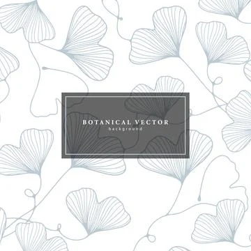 Pale blue abstract background with delicate branches of ginkgo biloba. Stock Illustration