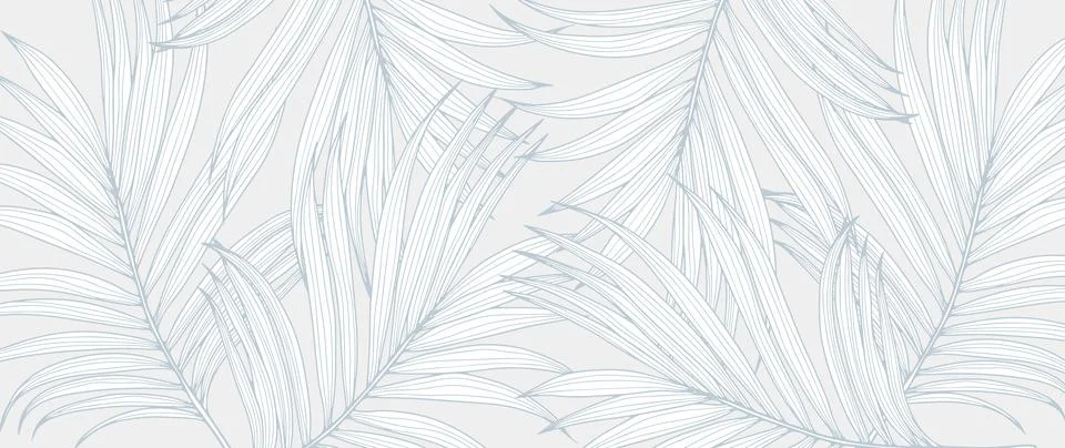 Pale blue abstract tropical vector background with palm leaves. Stock Illustration