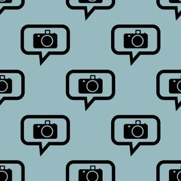 Pale blue camera message pattern Illustrazione stock